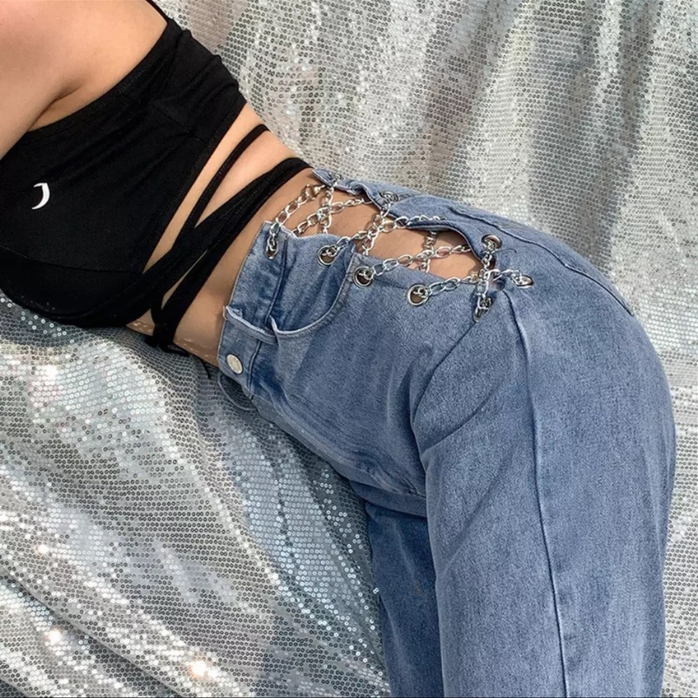 High waist chain jean